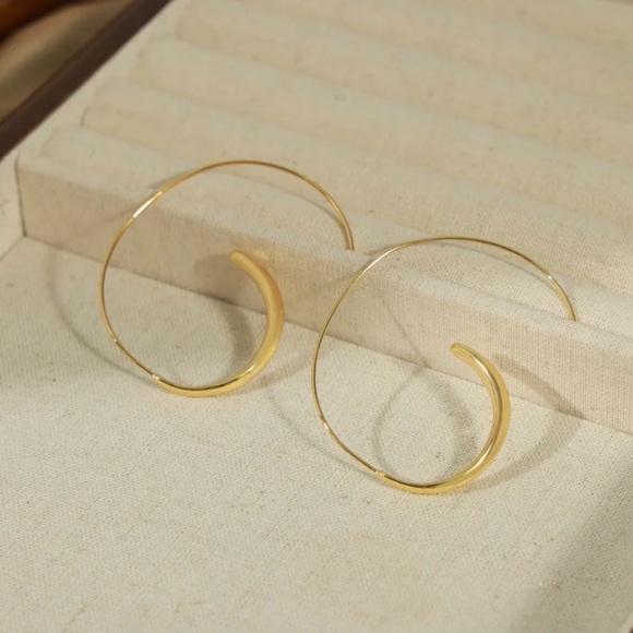 Gold-Plated Copper Open Hoop Earrings - Picture 7 of 9